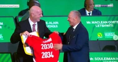 هانى أبو ريدة يقدم التهاني لإنفانتينو بمناسبة مرور 10 سنوات على رئاسة الفيفا