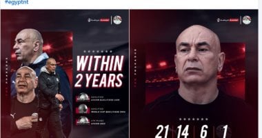 المنتخب يحتفي بذكرى تعيين حسام حسن ويشيد بمسيرة رائدة تمتد لعامين