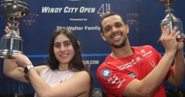 تهنئة وزير الرياضة لنور الشربيني ومصطفى عسل بعد فوزهما بالبطولة