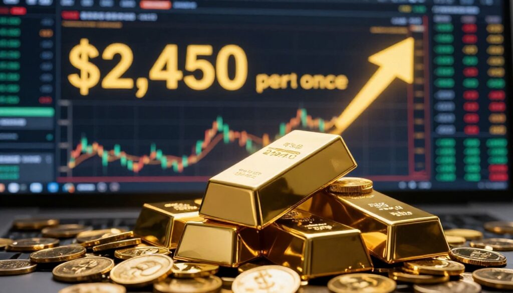 الذهب يصعد باتجاه مستويات قياسية مع توقعات المحللين وصول السعر إلى 2450 دولارًا للأوقية