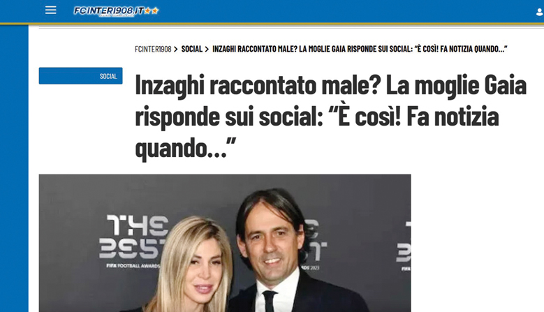 جريدة الرياض تبرز تفاعل الإعلام الإيطالي مع رسالة زوجة إنزاغي